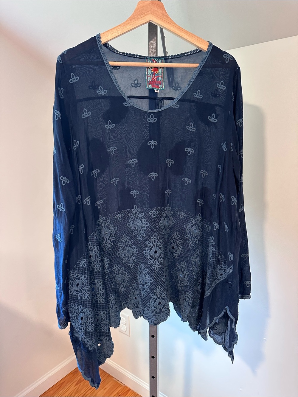 Johnny Was Blue‎ Peacock Feather Tunic women’s Medium
